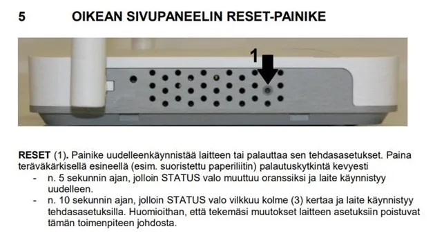 CTS-FRW-3105 resetointiohjeet